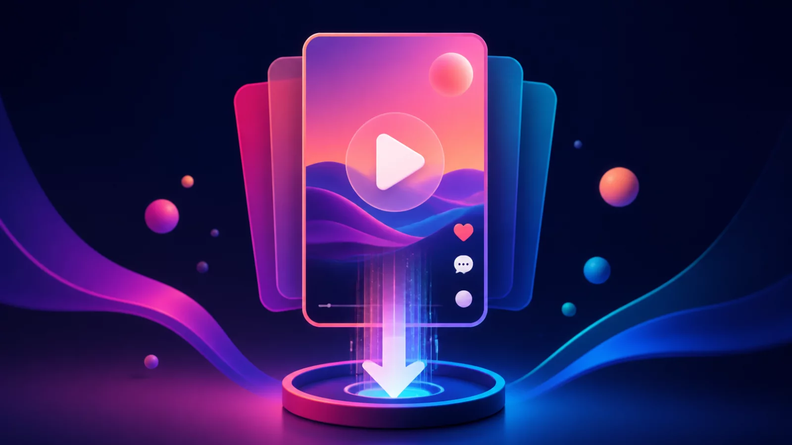 Instagram Reels video card with a download arrow